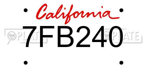 7FB240 California License Plate