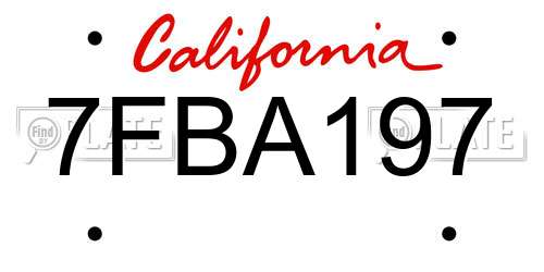 7FBA197 California License Plate