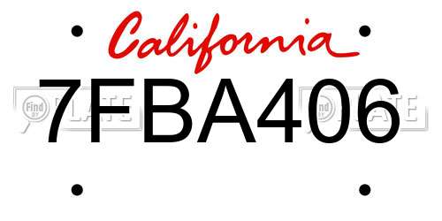 7FBA406 California License Plate