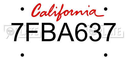 7FBA637 California License Plate