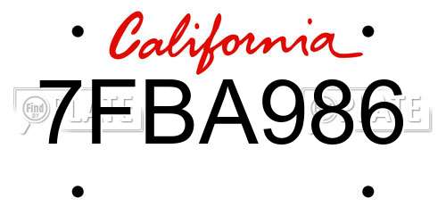7FBA986 California License Plate