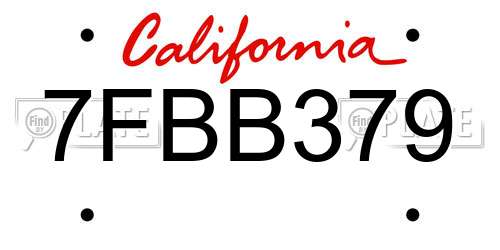 7FBB379 California License Plate