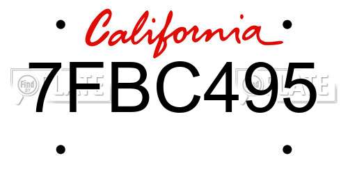 7FBC495 California License Plate