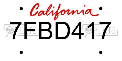7FBD417 California License Plate
