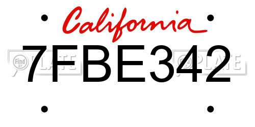 7FBE342 California License Plate