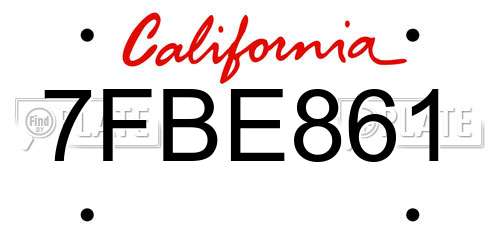 7FBE861 California License Plate