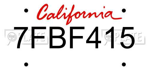 7FBF415 California License Plate