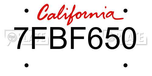 7FBF650 California License Plate