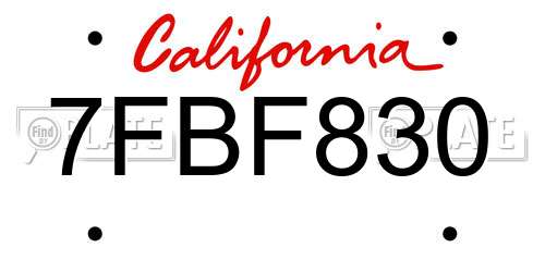 7FBF830 California License Plate