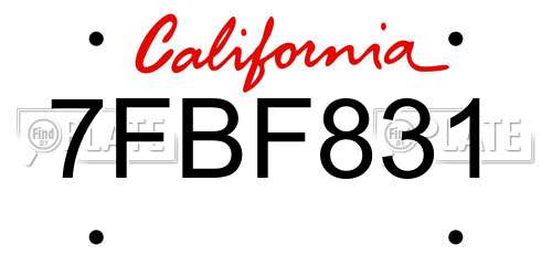7FBF831 California License Plate
