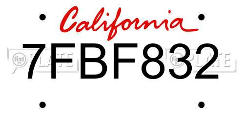 7FBF832 California License Plate