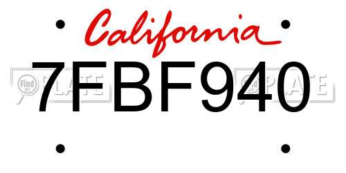 7FBF940 California License Plate