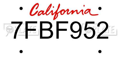 7FBF952 California License Plate