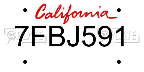 7FBJ591 California License Plate
