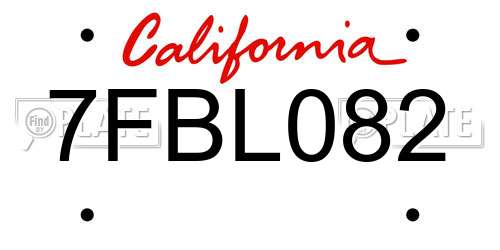 7FBL082 California License Plate