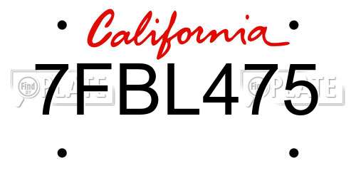 7FBL475 California License Plate