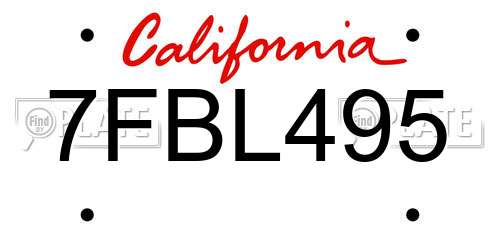 7FBL495 California License Plate