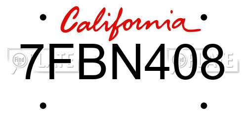 7FBN408 California License Plate
