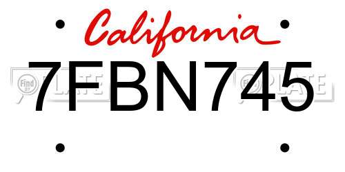 7FBN745 California License Plate