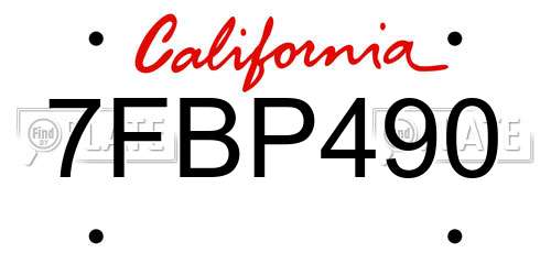 7FBP490 California License Plate