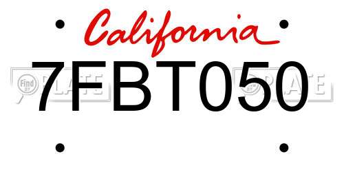 7FBT050 California License Plate