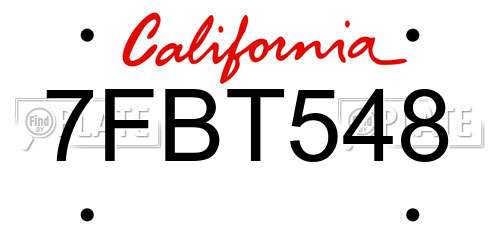 7FBT548 California License Plate