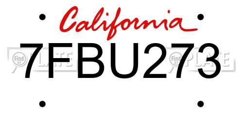 7FBU273 California License Plate