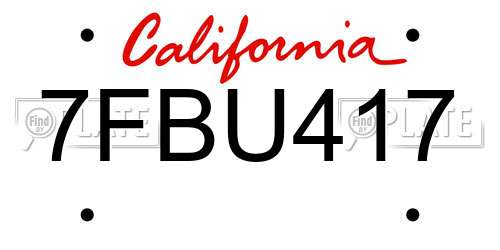 7FBU417 California License Plate