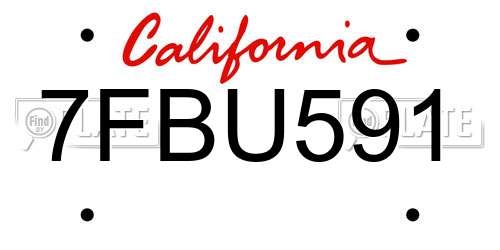 7FBU591 California License Plate