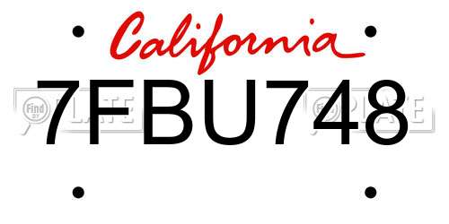 7FBU748 California License Plate