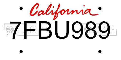 7FBU989 California License Plate