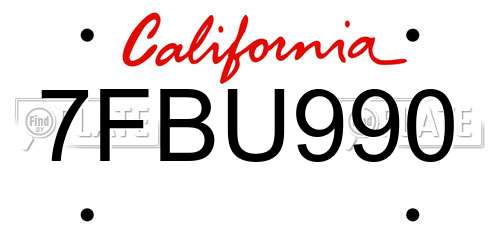7FBU990 California License Plate
