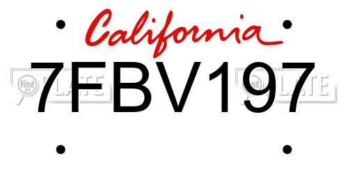 7FBV197 California License Plate
