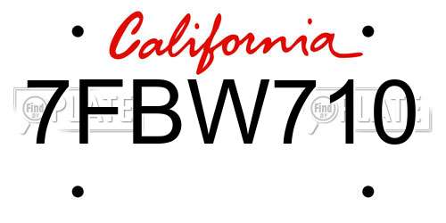 7FBW710 California License Plate