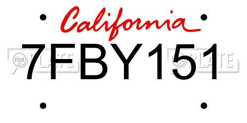7FBY151 California License Plate