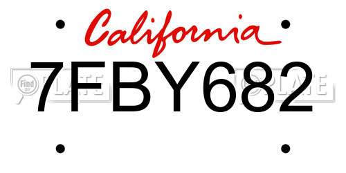 7FBY682 California License Plate