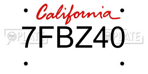 7FBZ40 California License Plate