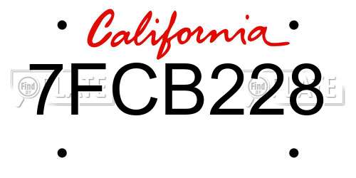 7FCB228 California License Plate