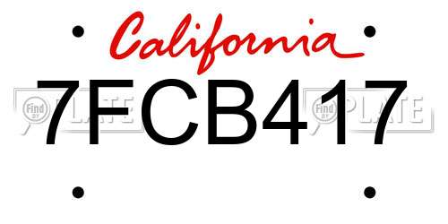 7FCB417 California License Plate