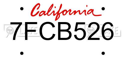 7FCB526 California License Plate