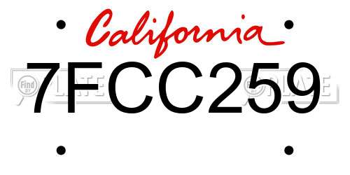7FCC259 California License Plate