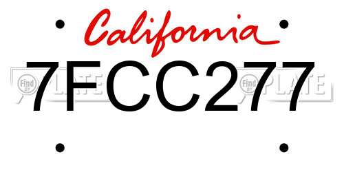 7FCC277 California License Plate