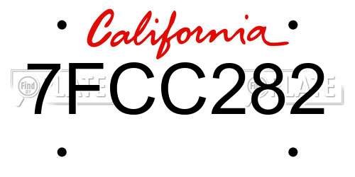 7FCC282 California License Plate