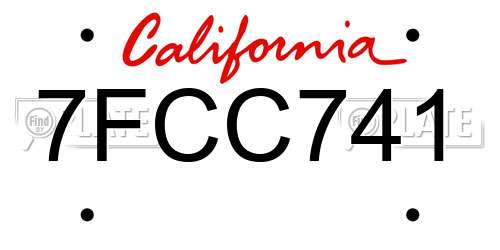 7FCC741 California License Plate