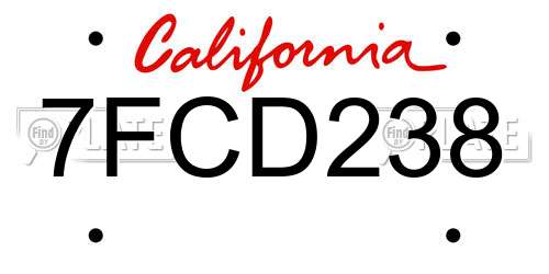 7FCD238 California License Plate