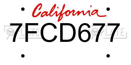 7FCD677 California License Plate