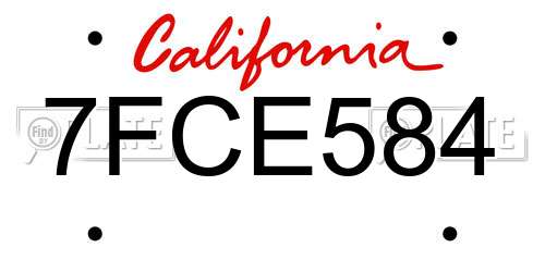 7FCE584 California License Plate
