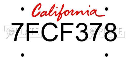 7FCF378 California License Plate