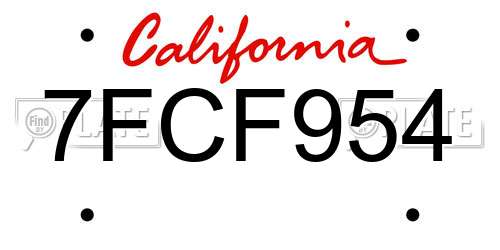 7FCF954 California License Plate
