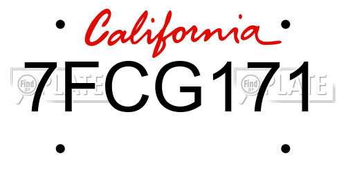 7FCG171 California License Plate